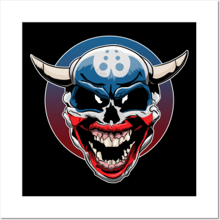 Evil Demon Clown Skull Posters and Art